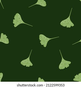 Ginkgo biloba seamless pattern. Beautiful plant background. Repeated texture in doodle style for fabric, wrapping paper, wallpaper, tissue. Vector illustration.