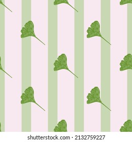 Ginkgo biloba seamless pattern. Beautiful plant background. Repeated texture in doodle style for fabric, wrapping paper, wallpaper, tissue. Vector illustration.