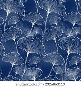 Ginkgo biloba - seamless pattern. Luxurious vector background designed for printing on fabric and can also be used in advertising medical cosmetics and pharmaceuticals