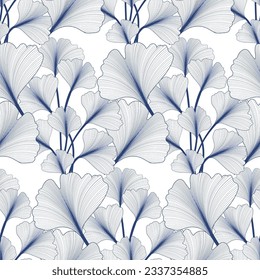 Ginkgo biloba - seamless pattern. Luxurious vector background designed for printing on fabric and can also be used in advertising medical cosmetics and pharmaceuticals