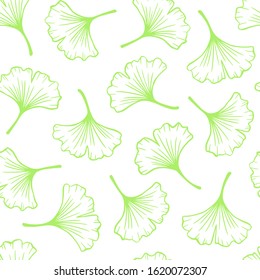 Ginkgo biloba seamless pattern. Vector.