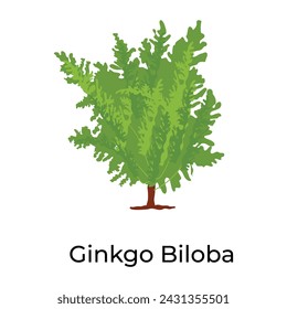 Ginkgo biloba Baum-Ikone im flachen Design 