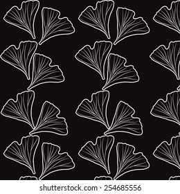 Ginkgo biloba vertical pattern.  Silhouette of ginkgo leaves