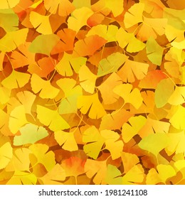 Ginkgo fallen leaves watercolor vector illustration background