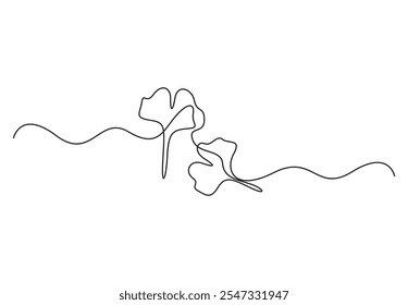 Ginkgo flower continuous one line drawing vector illustration