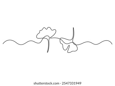 Ginkgo flower continuous one line drawing vector illustration