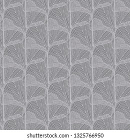 Ginkgo in gray overlap vector pattern