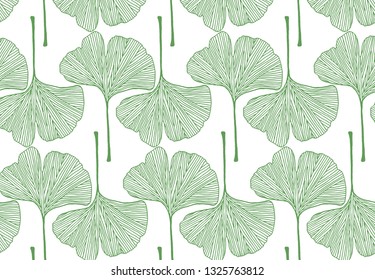 Ginkgo green vector pattern