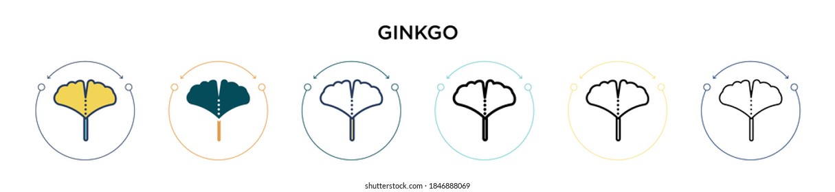 Ginkgo icon in filled, thin line, outline and stroke style. Vector illustration of two colored and black ginkgo vector icons designs can be used for mobile, ui, web