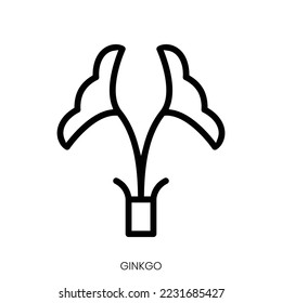 ginkgo icon. Line Art Style Design Isolated On White Background
