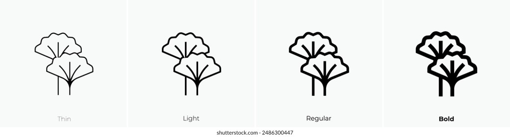 ginkgo icon. Thin, Light Regular And Bold style design isolated on white background