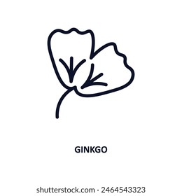 ginkgo icon. Thin line ginkgo icon from nature collection. Outline vector isolated on white background. Editable ginkgo symbol can be used web and mobile