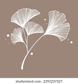 ginkgo leaf handwriting for card decoration clip art.