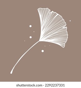 ginkgo leaf handwriting for card decoration clip art.