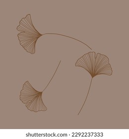 ginkgo leaf handwriting for card decoration clip art.