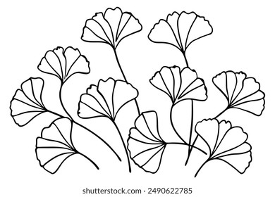 Ginkgo Leaf Line Art Design Illustration Bold Artwork Drawing