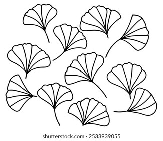 Ginkgo Leaf Minimalist Line Art Icon