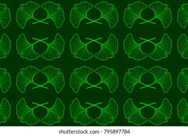 Ginkgo leaf vector pattern - green, (Ginkgo biloba),