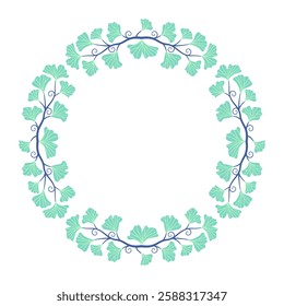 Ginkgo Leaf Wreath with Elegant Blue Stems