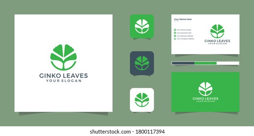 Ginkgo Leave Circle and business card