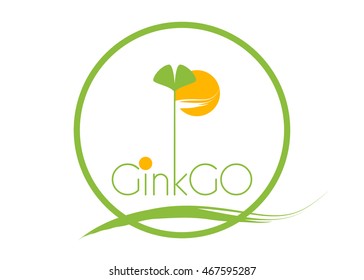 ginkgo leave circle, eco project logo