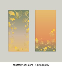 Ginkgo Leaves And Autumn Gradient Background Banner Set