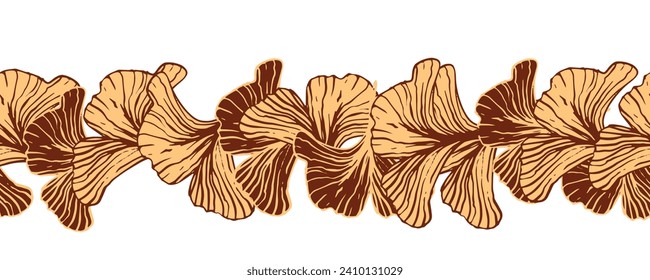 Ginkgo leaves decorative border are highlighted on a white background. A pattern of leaves. Vector illustration. For nature, eco and design. Hand-drawn plants, a frame for a postcard.