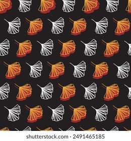 Ginkgo Leaves Doodle Medley Autumn Night Pattern. This seamless design is ideal for use in digital and print media, including textiles, wallpapers, and stationery.