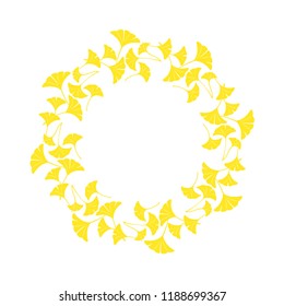 Ginkgo leaves frame on white background