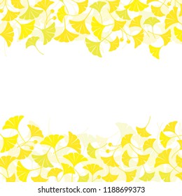 Ginkgo leaves frame on white background