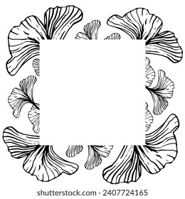 Ginkgo leaves are highlighted on a white background. Vector illustration. For nature, eco and design. Hand-drawn plants, a frame for a postcard.