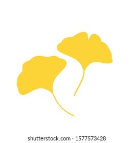 Ginkgo leaves isolated on white background vector. icon or logo flat design.