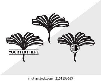 Ginkgo Leaves Monogram Printable Vector Illustration