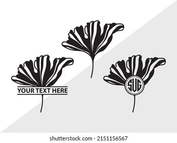 Ginkgo Leaves Monogram Printable Vector Illustration