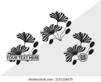 Ginkgo Leaves Monogram Printable Vector Illustration