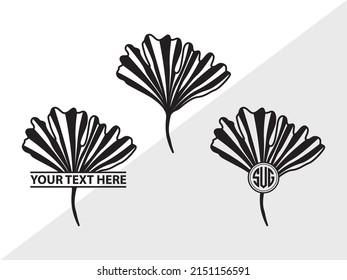 Ginkgo Leaves Monogram Printable Vector Illustration