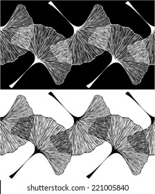 Ginkgo leaves seamless horizontal vector  pattern 