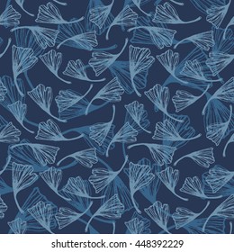Ginkgo leaves seamless pattern. 