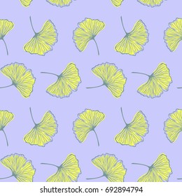 Ginkgo leaves seamless pattern