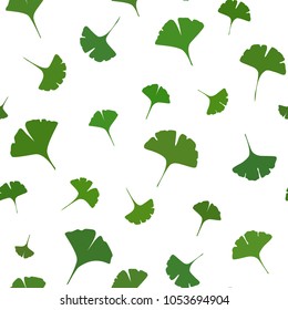 Ginkgo leaves Seamless Pattern on white background. Vector illustration