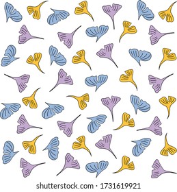 Ginkgo deja un patrón sin fisuras, ilustración del doodle vector sobre fondo blanco. Patrón simple y lindo para las impresiones sobre textiles, ropa de cama, papel y telas