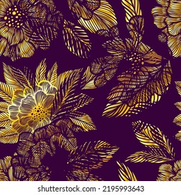 Ginkgo leaves seamless pattern Vector botanical illustration Floral background Luxury elegant pattern