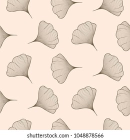 Ginkgo leaves seamless vector pattern.