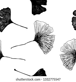 Ginkgo leaves seamless vector pattern