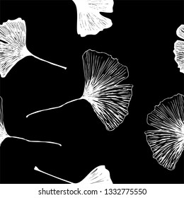 Ginkgo leaves seamless vector pattern
