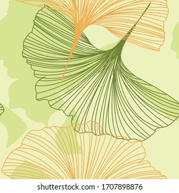 Ginkgo leaves seamless vector pattern