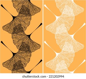 Ginkgo leaves seamless vertical vector  pattern 