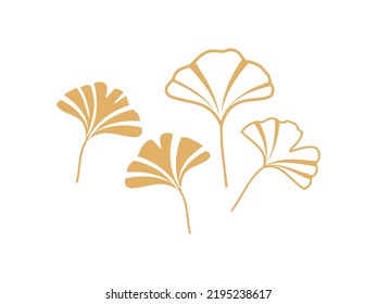 Ginkgo leaves sign logo isolated on white background vector illustration.