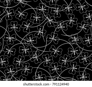 Ginkgo leaves silhouette seamless monochrome pattern. Floral vector background