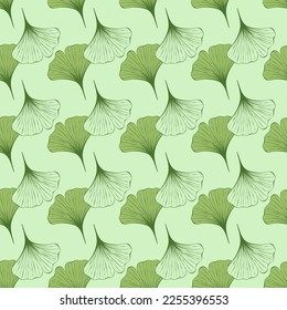 Ginkgo leaves vector illustration. Seamless pattern for textile, print, fabric, wallpaper. Pattern on the theme of ecology and nature